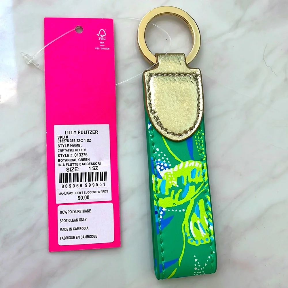 Lilly Pulitzer tassel key fob NWT botanical green flutter accessory authentic